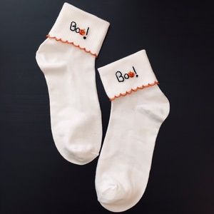 Women's Halloween socks BOO! handmade frilly socks